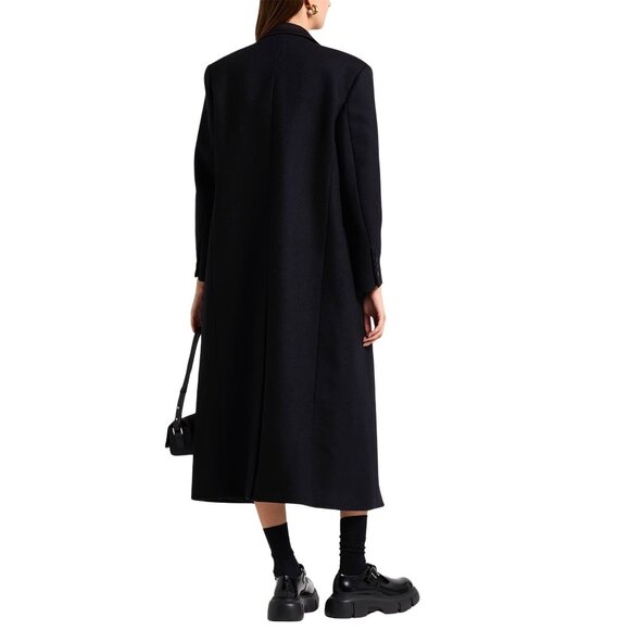 SANDRO Tuxedo Double Breated Black Satin Wool Coat $790 NWT Sz 36 - Picture 7 of 9